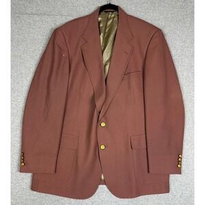 Sansabelt Ltd Blazer 44R Sport Coat Rose Pink Gold Crest Buttons USA
